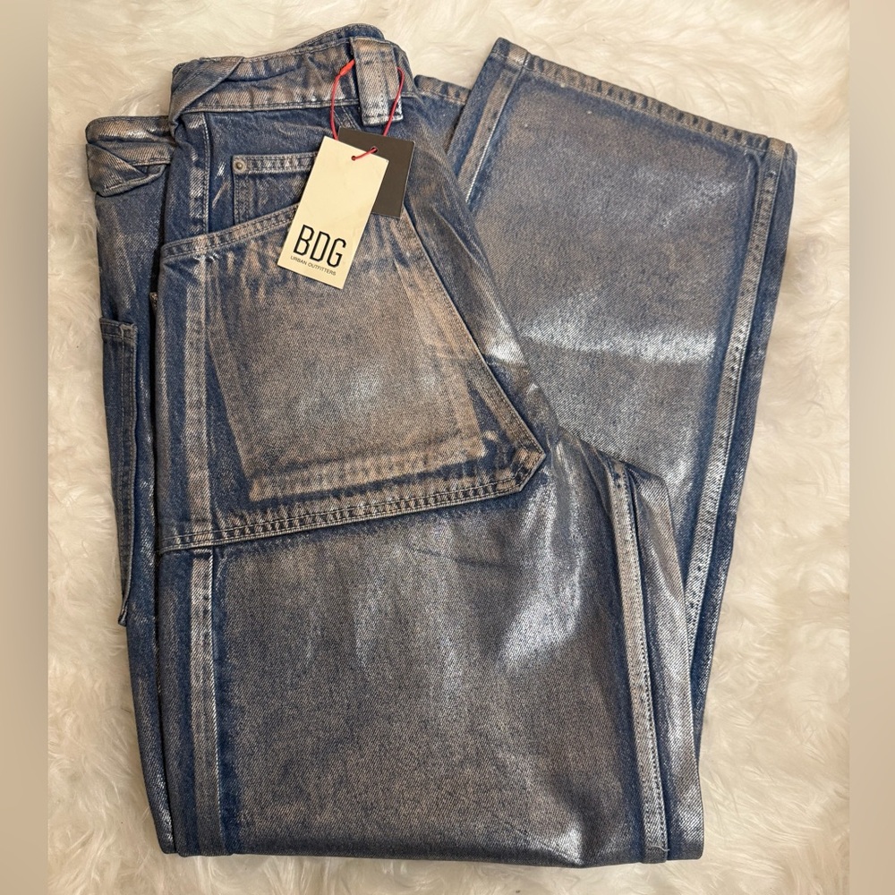 BDG Women's Silver and Blue Relaxed Jeans
